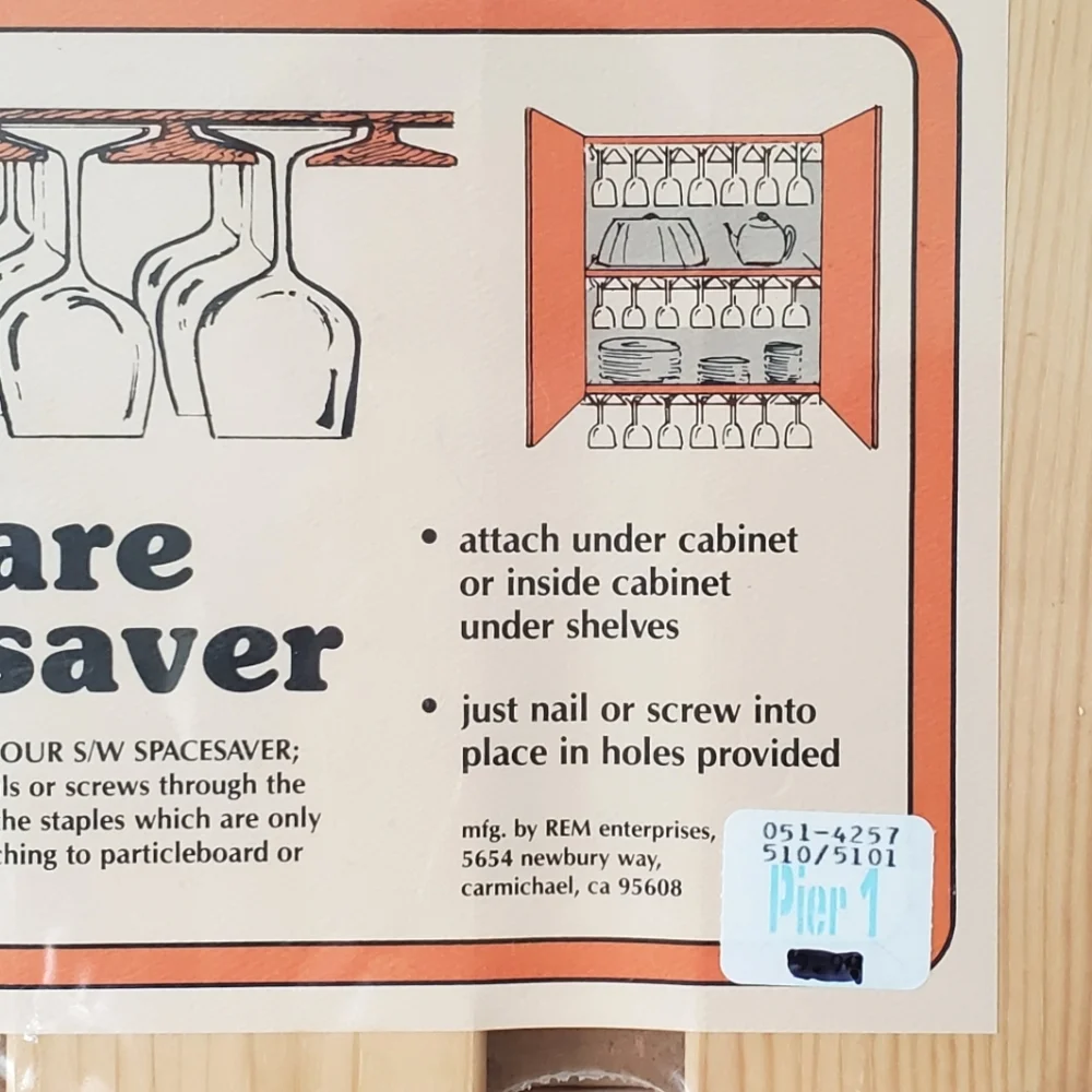 Pier1 Wooden Stemware Space Saver Organization for Wine Glasses Cottagecore NWT